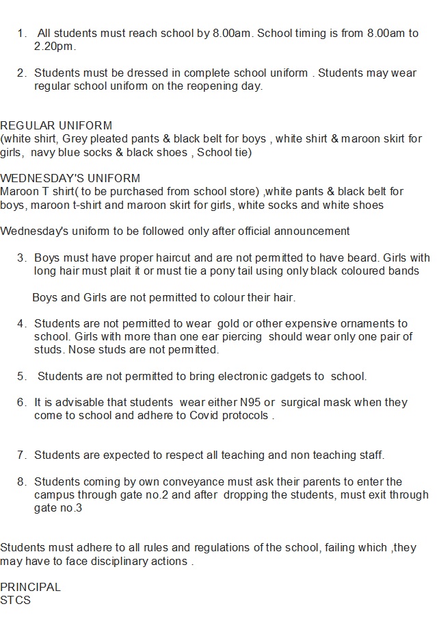 INSRTUCTIONS FOR STUDENTS